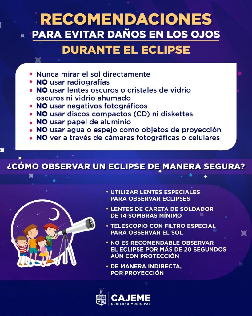 REITERA SALUD MUNICIPAL RECOMENDACIONES POR ECLIPSE SOLAR