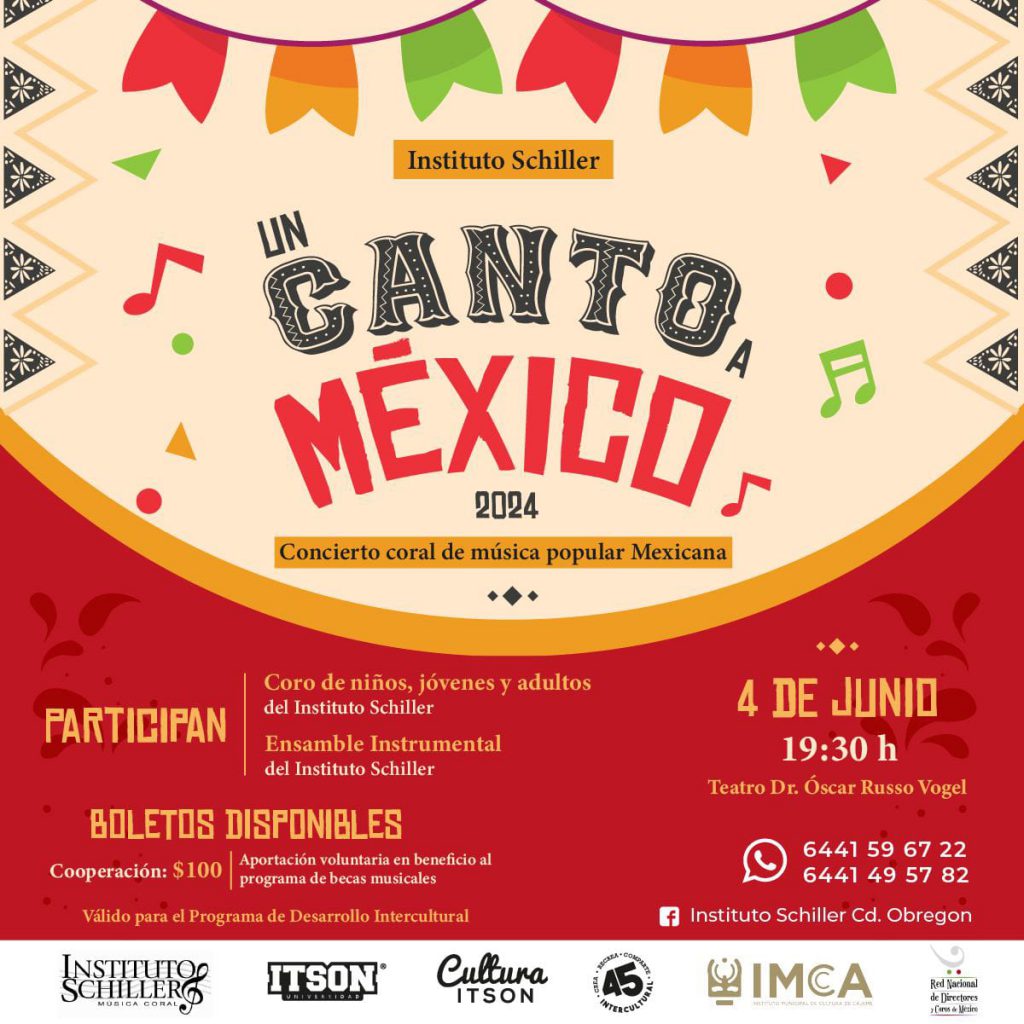 INVITAN INSTITUTO MUNICIPAL DE CULTURA E INSTITUTO SCHILLER AL CONCIERTO “UN CANTO A MÉXICO”