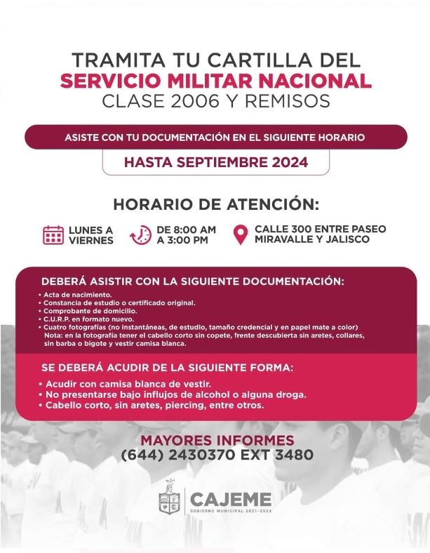 INVITAN A LAS Y LOS JÓVENES A REALIZAR SU TRÁMITE PARA LA CARTILLA DEL SERVICIO MILITAR NACIONAL